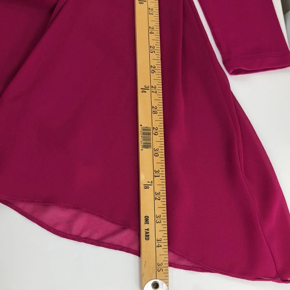 2/$30 LOGO LOUNGE by Lori Goldstein Cardigan Fuchsia Size Small Knit W/Chiffon - Picture 13 of 16